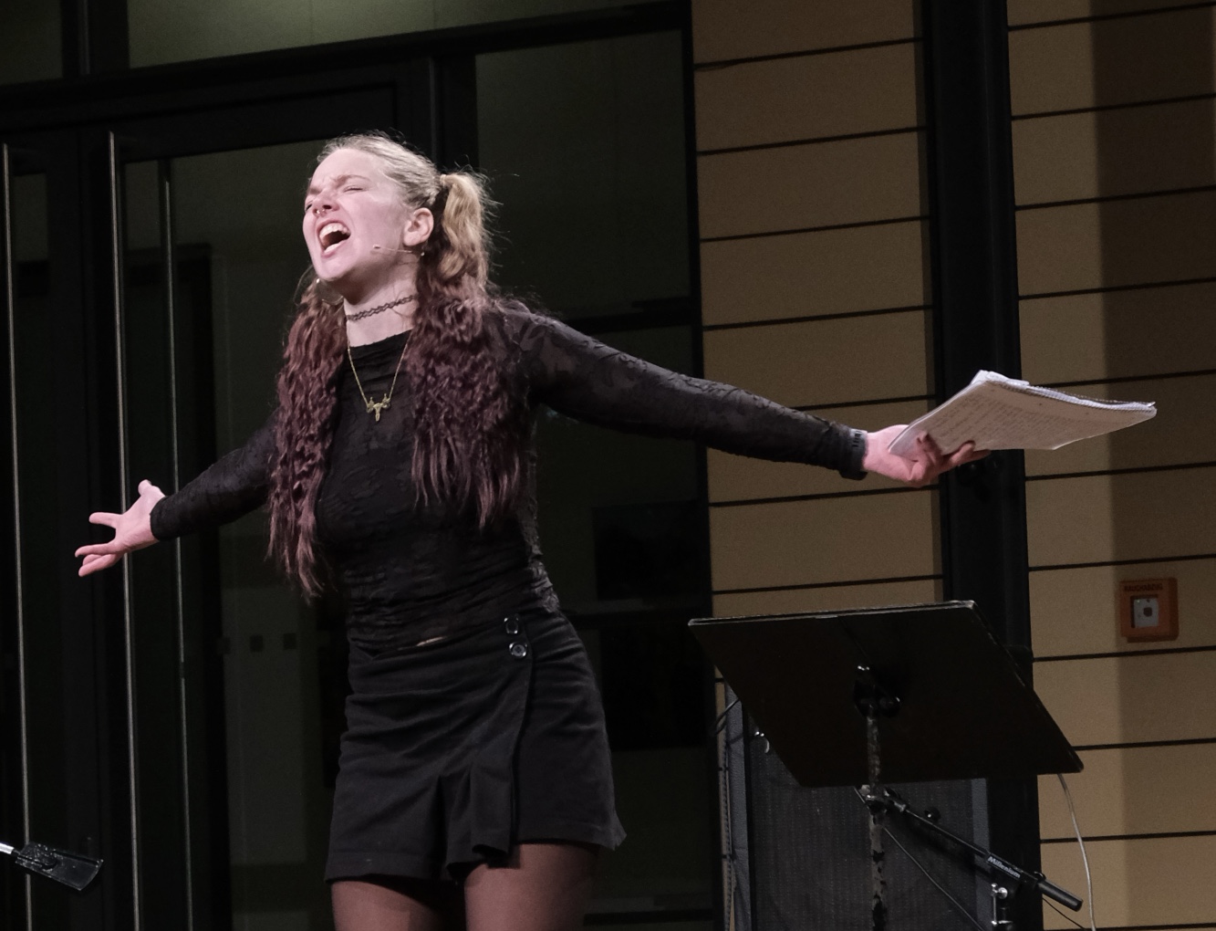 the free vivi bei der Vernissage Donner in den Rippen, Leipzig, 26. März 2026 – Foto: Carolin Okon